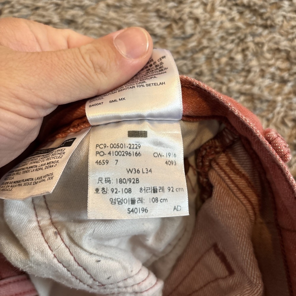 Levis 501 Original White Oak Cone Denim Jeans Mens 36x34 Coral Button Fly 34x32 - Picture 7 of 7